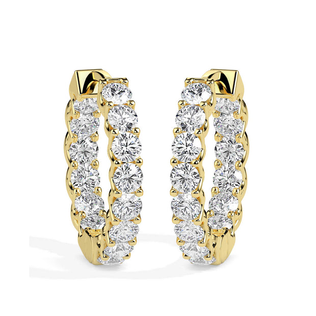 0.97Ct Round Prong Set Lab-Grown Diamond Gold Hoop Earrings