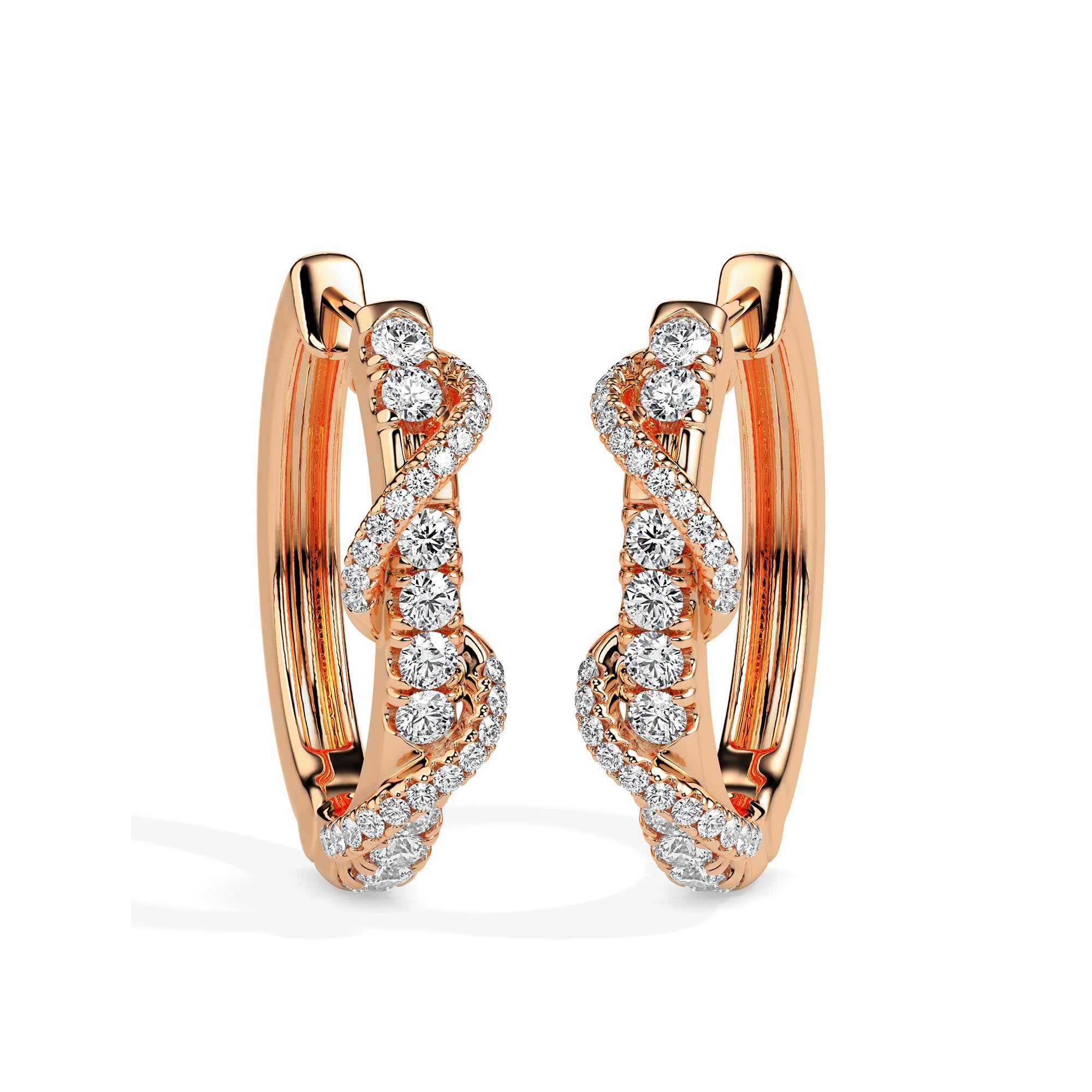 0.40Ct Twisted Prong Set Lab-Grown Diamond Gold Hoop Earrings