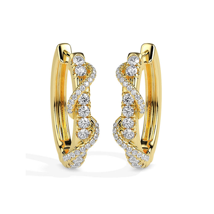 0.40Ct Twisted Prong Set Lab-Grown Diamond Gold Hoop Earrings