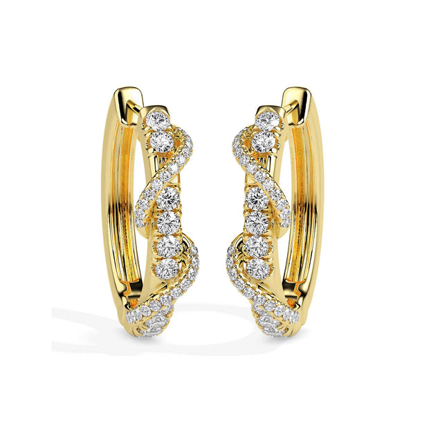 0.40Ct Twisted Prong Set Lab-Grown Diamond Gold Hoop Earrings