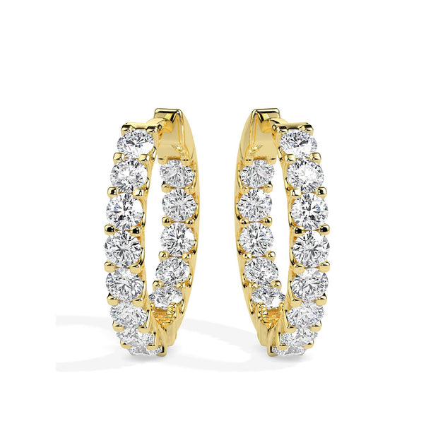 0.78Ct "Inside-Out" Styles Prong Set Lab-Grown Diamond Gold Hoop Earrings