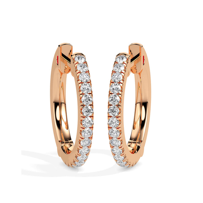 0.40Ct Round Pave Lab-Grown Diamond Gold Hoop Earrings