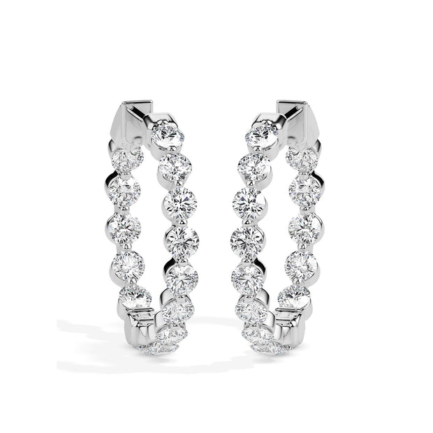 0.97Ct "Inside-Out" Style Prong Lab-Grown Diamond Gold Hoop Earrings