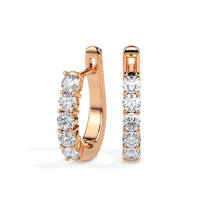 0.46Ct Round Prong Set Lab-Grown Diamond Gold Hoop Earrings