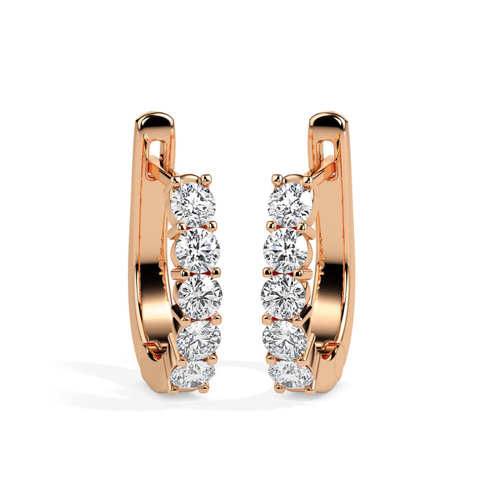 0.46Ct Round Prong Set Lab-Grown Diamond Gold Hoop Earrings