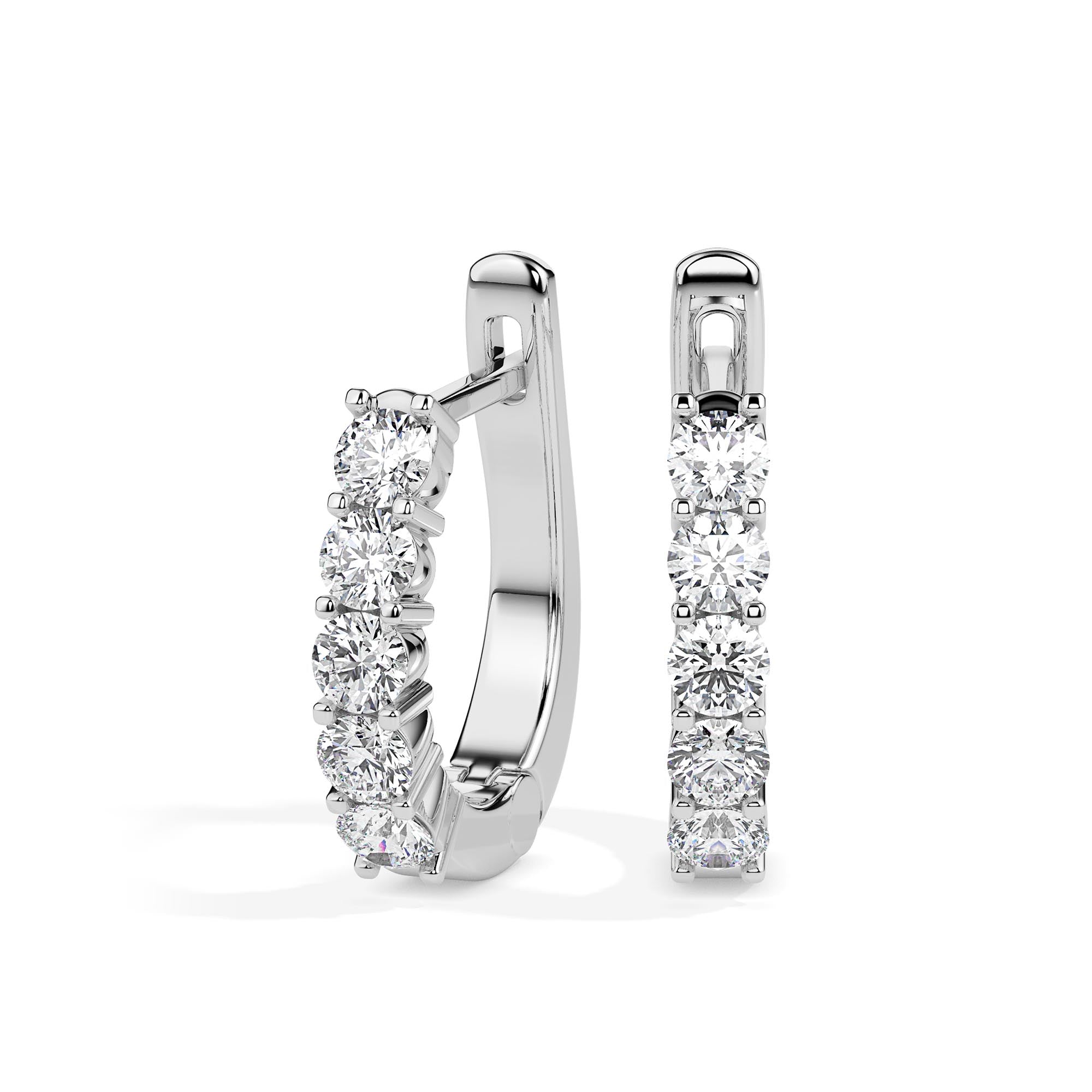 0.46Ct Round Prong Set Lab-Grown Diamond Gold Hoop Earrings