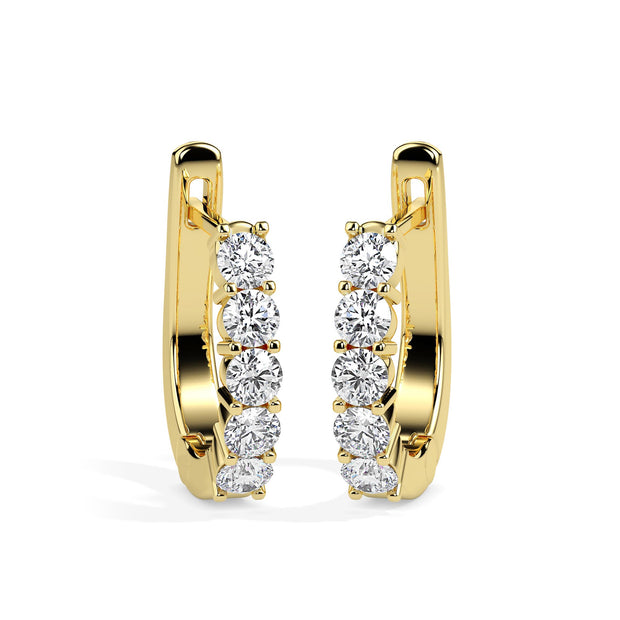 0.46Ct Round Prong Set Lab-Grown Diamond Gold Hoop Earrings