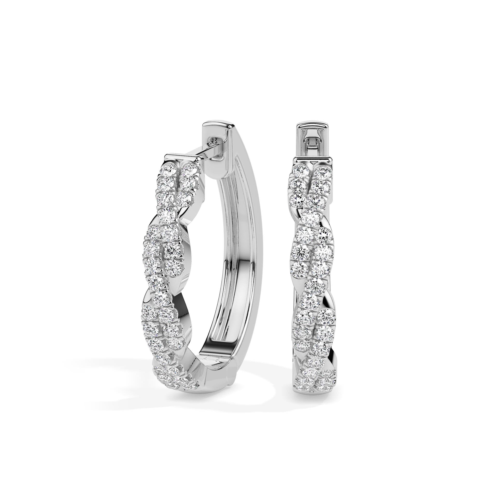 0.21Ct Twisted Pave Lab-Grown Diamond Gold Hoop Earrings