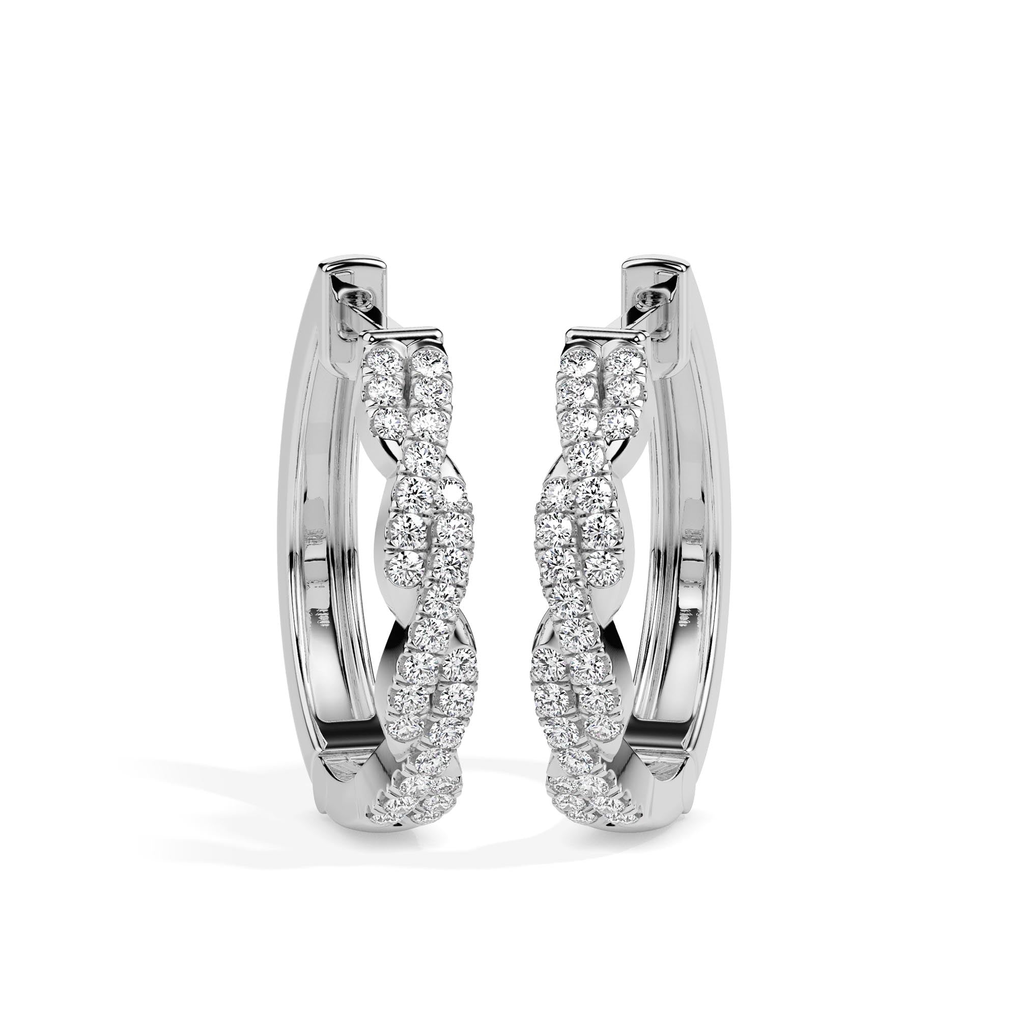 0.21Ct Twisted Pave Lab-Grown Diamond Gold Hoop Earrings