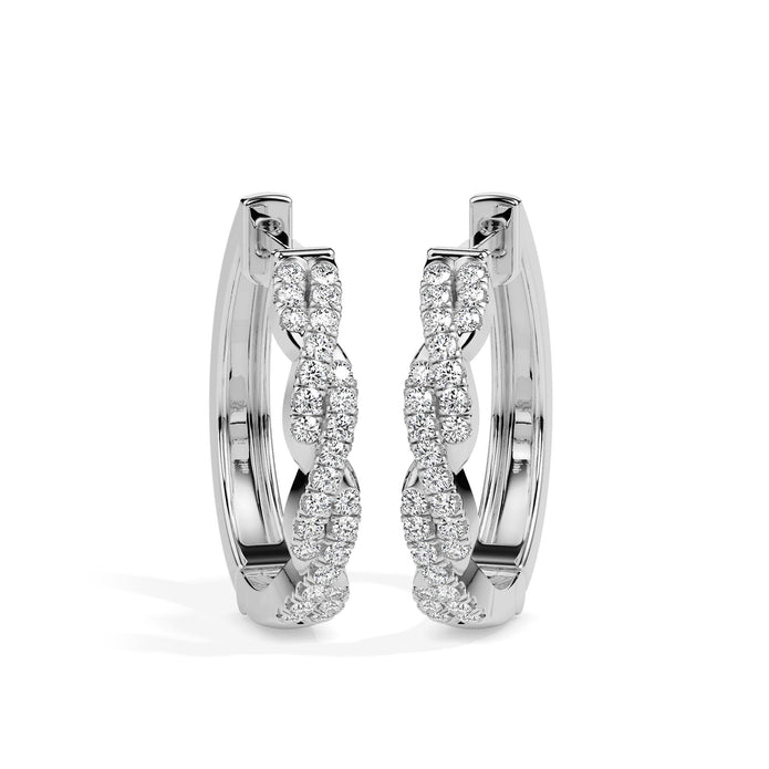 0.21Ct Twisted Pave Lab-Grown Diamond Gold Hoop Earrings