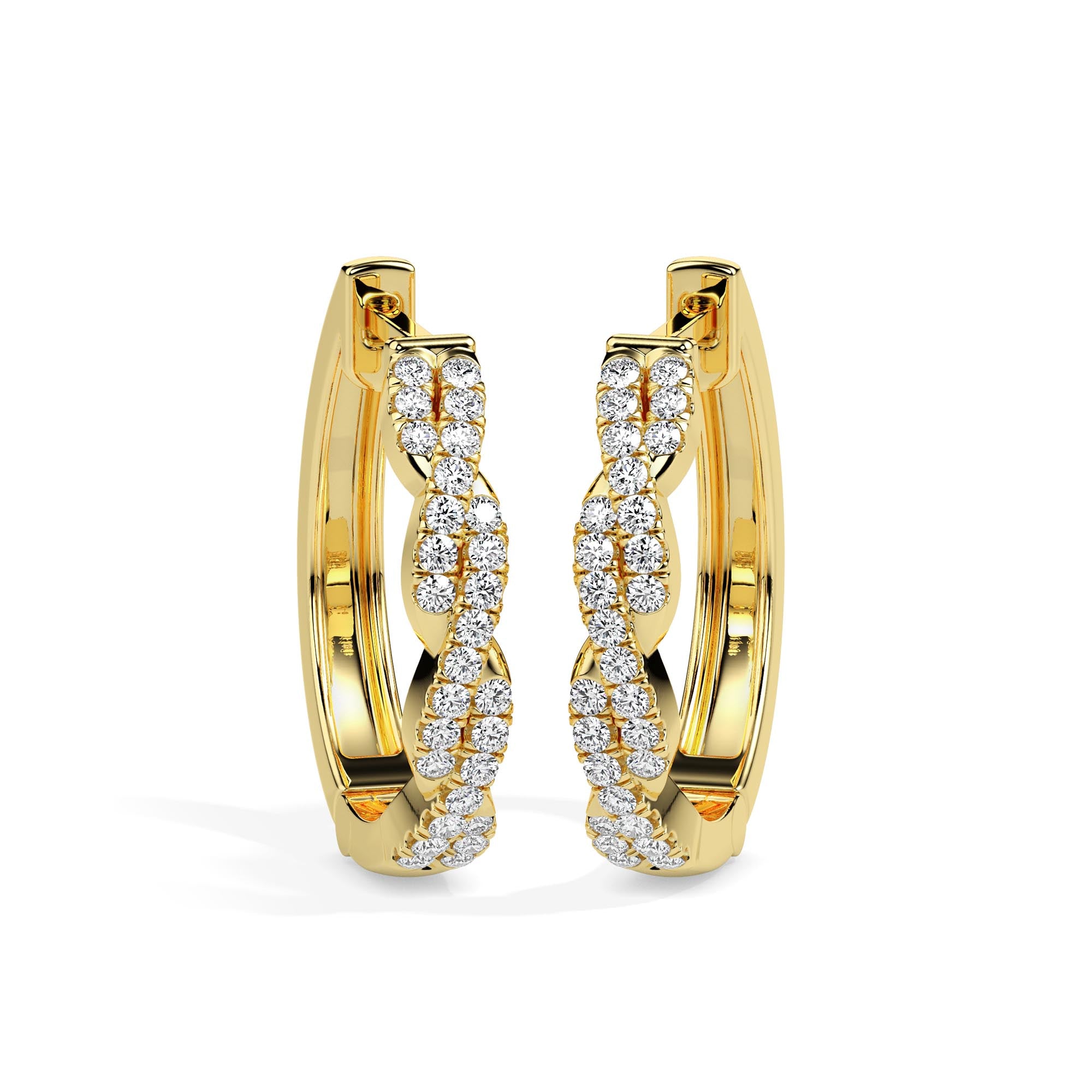0.21Ct Twisted Pave Lab-Grown Diamond Gold Hoop Earrings