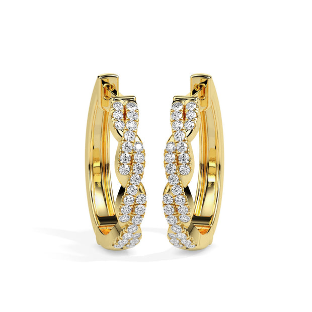 0.21Ct Twisted Pave Lab-Grown Diamond Gold Hoop Earrings