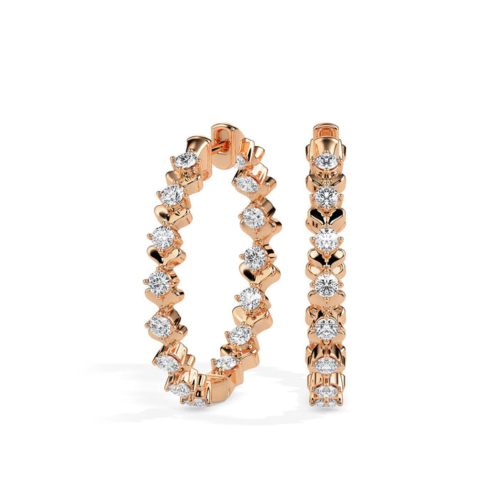 0.55Ct Heart Motif Prong Set Lab-Grown Diamond Gold Hoop Earrings