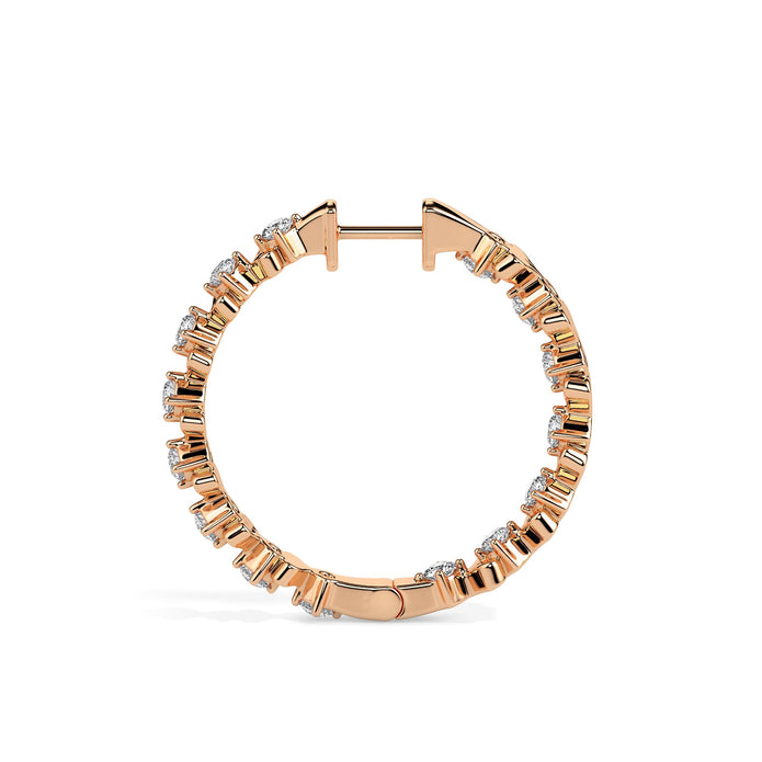 0.55Ct Heart Motif Prong Set Lab-Grown Diamond Gold Hoop Earrings