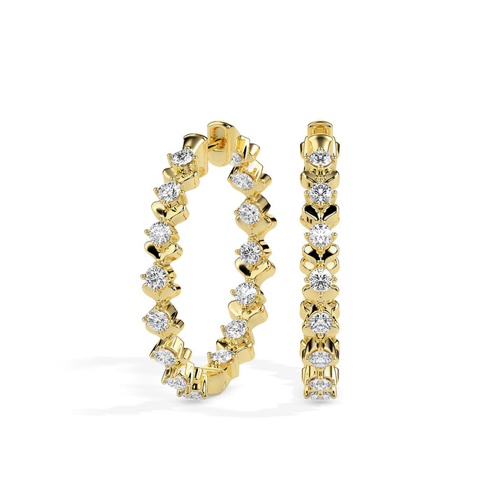 0.55Ct Heart Motif Prong Set Lab-Grown Diamond Gold Hoop Earrings