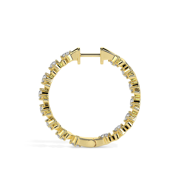 0.55Ct Heart Motif Prong Set Lab-Grown Diamond Gold Hoop Earrings