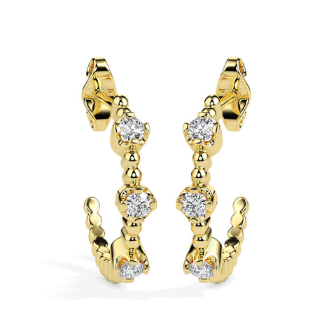0.29Ct Bubble Drop Design Lab-Grown Diamond Gold Hoop Earrings