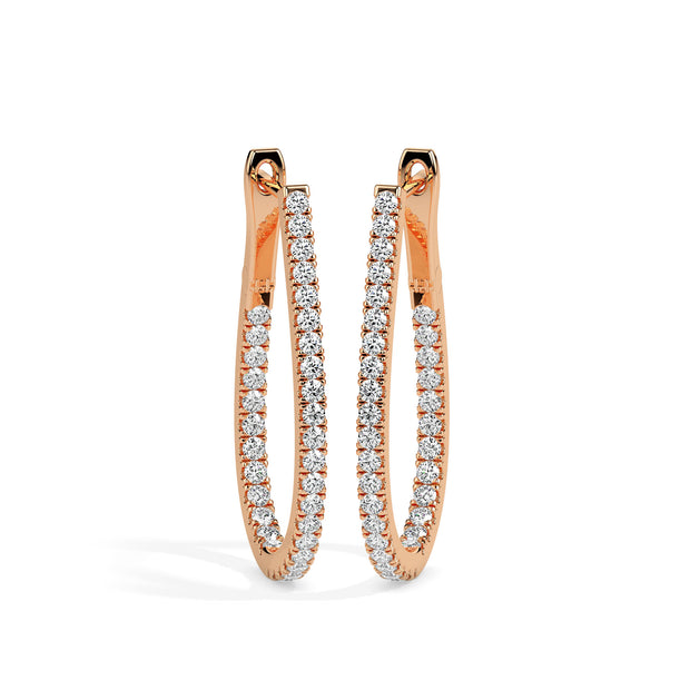 0.83Ct "Inside Out" Style Pave Set Lab-Grown Diamond Gold Hoop Earrings