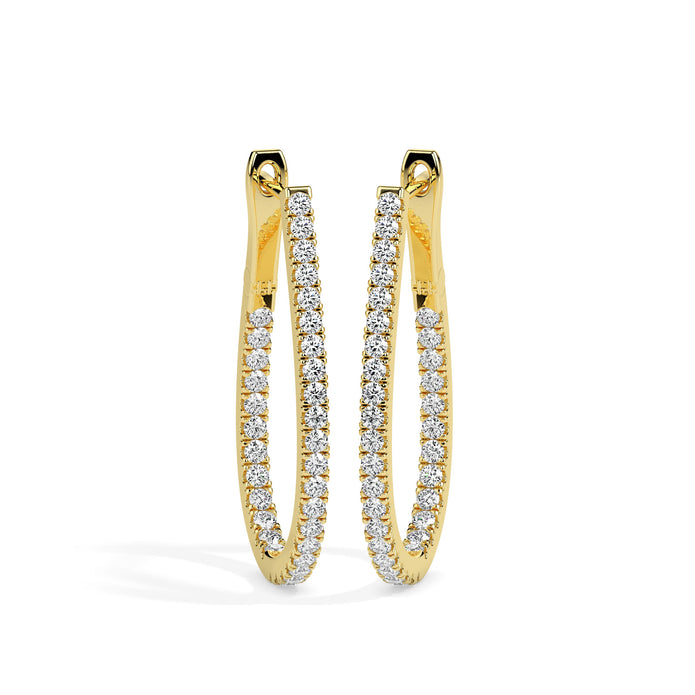 0.83Ct "Inside Out" Style Pave Set Lab-Grown Diamond Gold Hoop Earrings