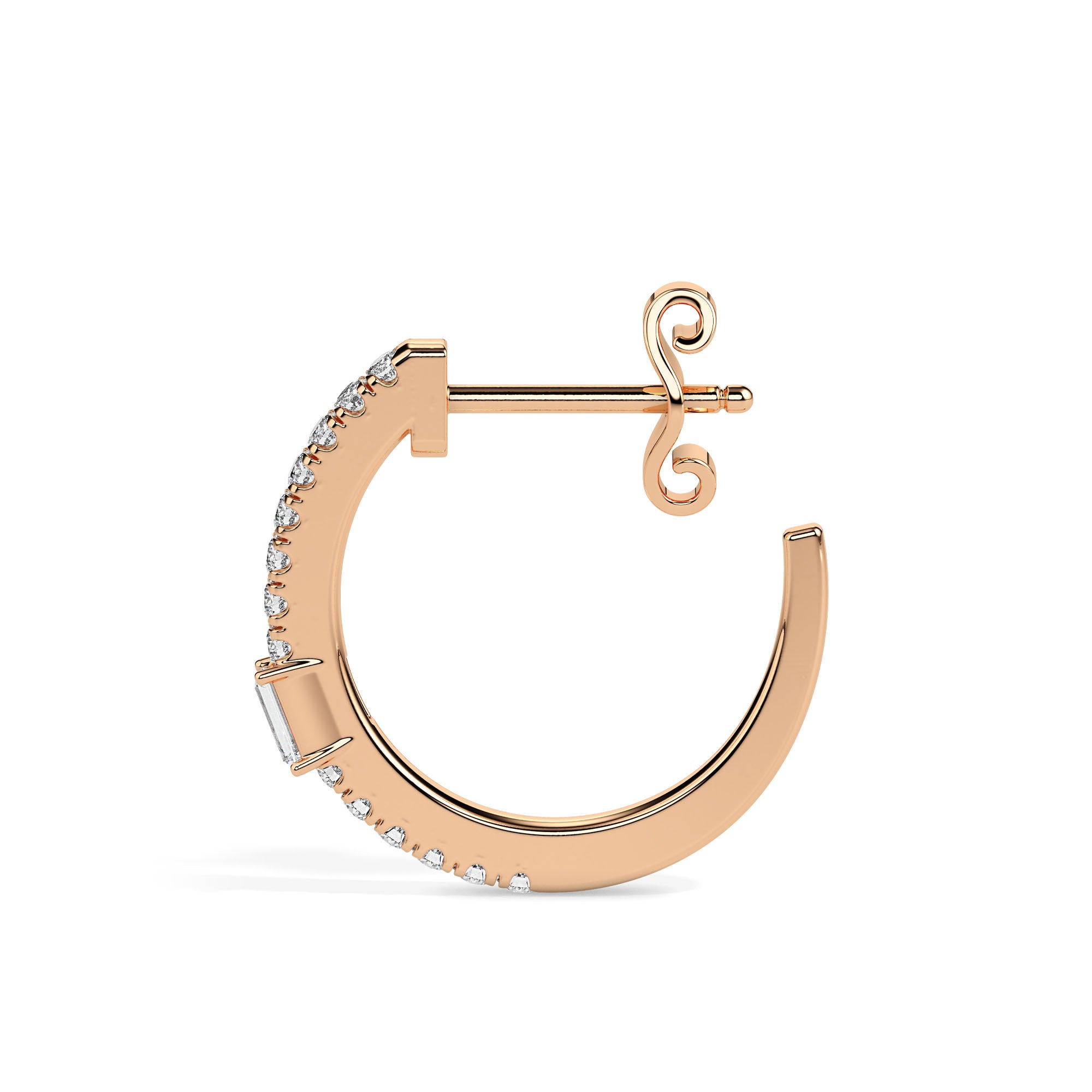 0.33Ct Baguette Prong Set Lab-Grown Diamond Gold Hoop Earrings