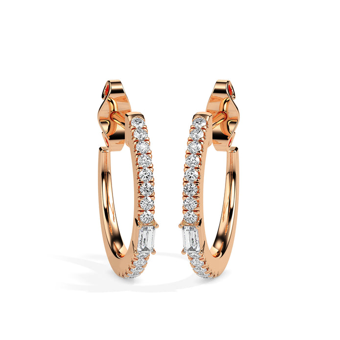 0.33Ct Baguette Prong Set Lab-Grown Diamond Gold Hoop Earrings