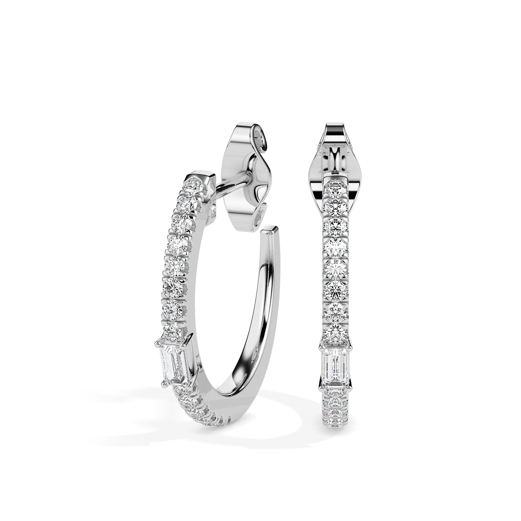 0.33Ct Baguette Prong Set Lab-Grown Diamond Gold Hoop Earrings