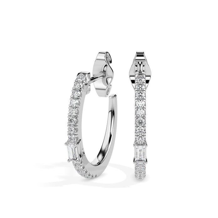 0.33Ct Baguette Prong Set Lab-Grown Diamond Gold Hoop Earrings
