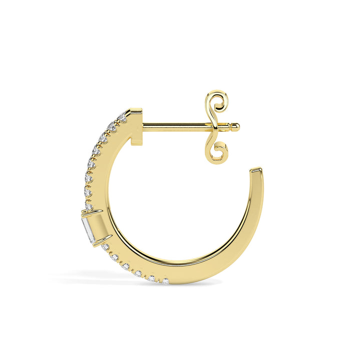 0.33Ct Baguette Prong Set Lab-Grown Diamond Gold Hoop Earrings