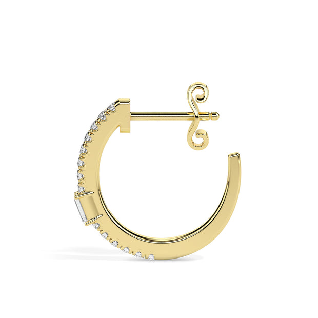 0.33Ct Baguette Prong Set Lab-Grown Diamond Gold Hoop Earrings