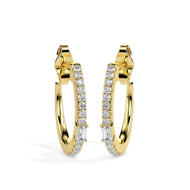 0.33Ct Baguette Prong Set Lab-Grown Diamond Gold Hoop Earrings