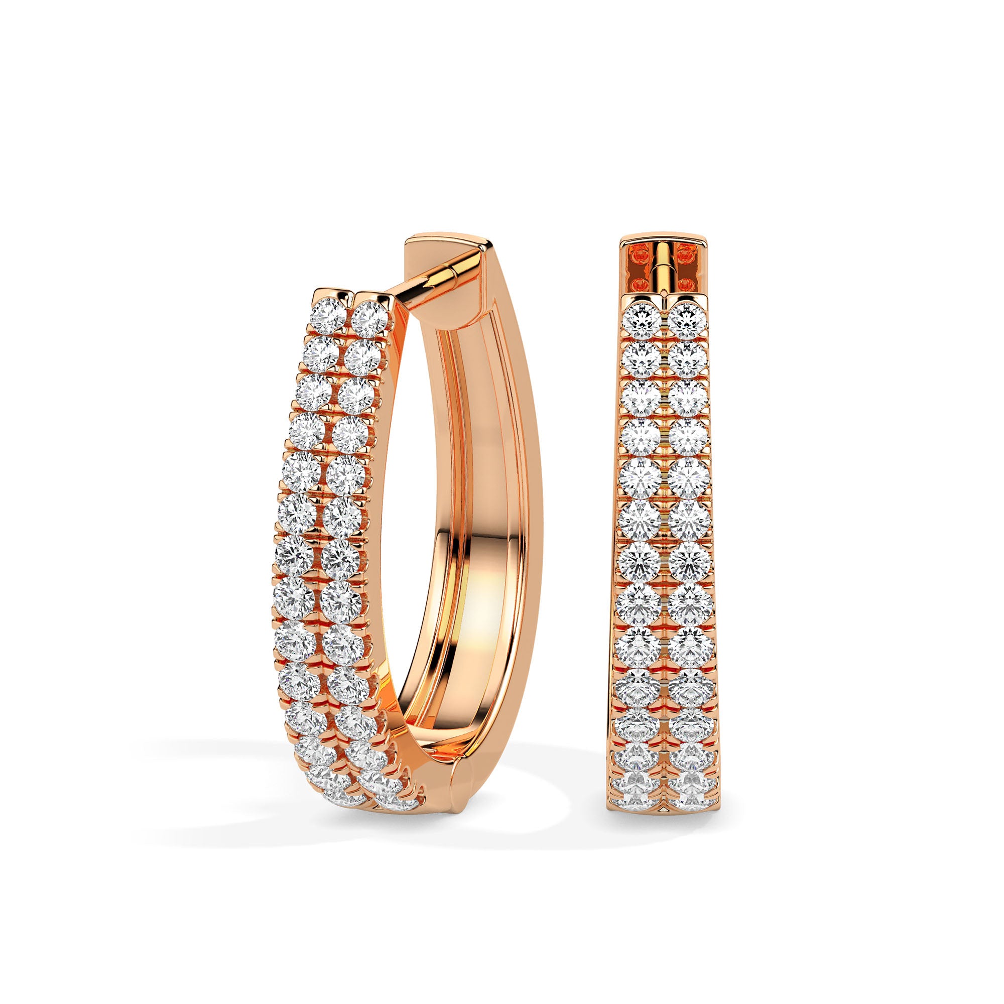 0.40Ct Double Row Pave Set Lab-Grown Diamond Gold Hoop Earrings