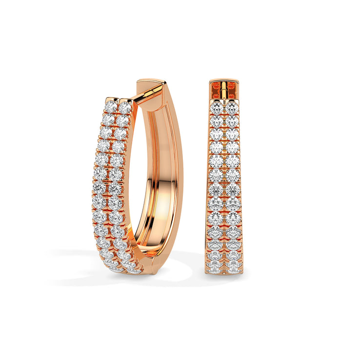 0.40Ct Double Row Pave Set Lab-Grown Diamond Gold Hoop Earrings