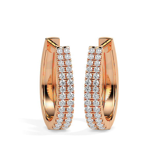 0.40Ct Double Row Pave Set Lab-Grown Diamond Gold Hoop Earrings