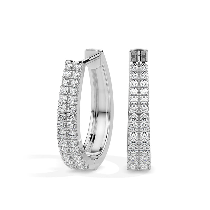 0.40Ct Double Row Pave Set Lab-Grown Diamond Gold Hoop Earrings