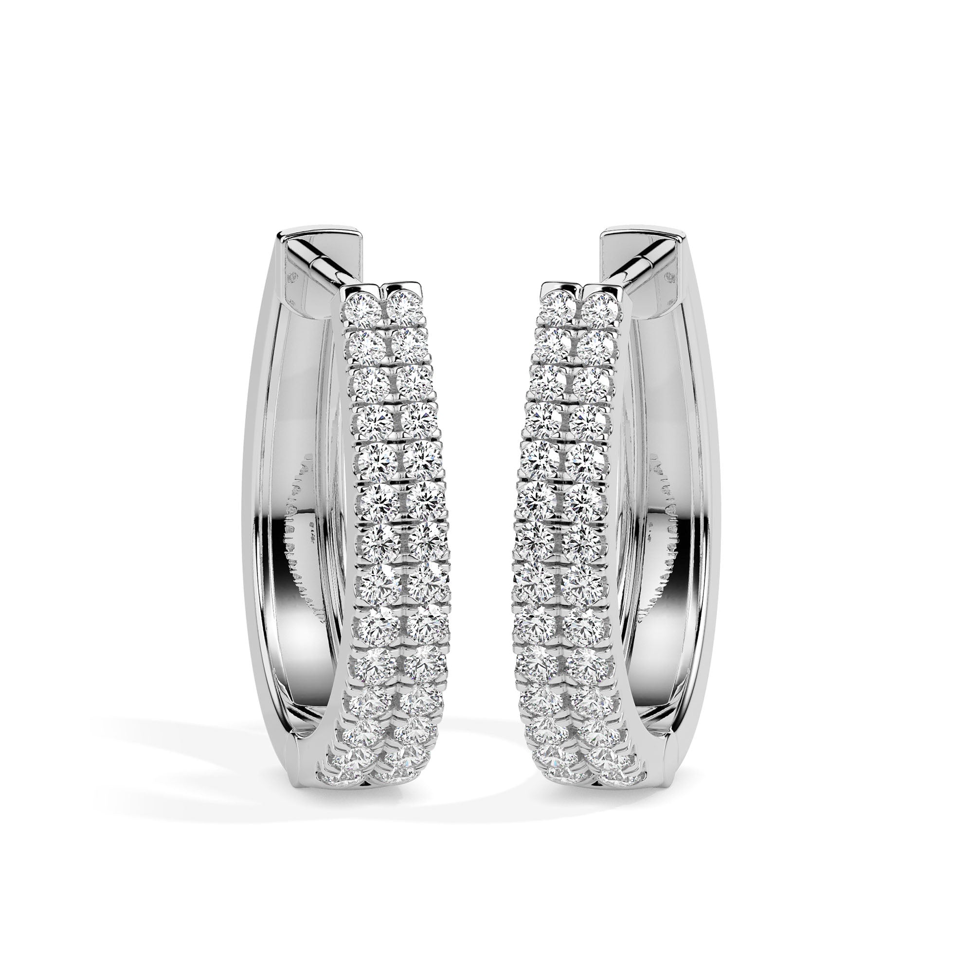 0.40Ct Double Row Pave Set Lab-Grown Diamond Gold Hoop Earrings