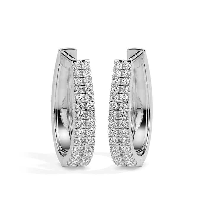 0.40Ct Double Row Pave Set Lab-Grown Diamond Gold Hoop Earrings