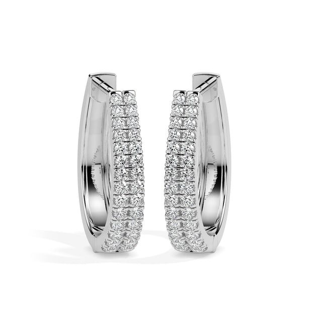 0.40Ct Double Row Pave Set Lab-Grown Diamond Gold Hoop Earrings