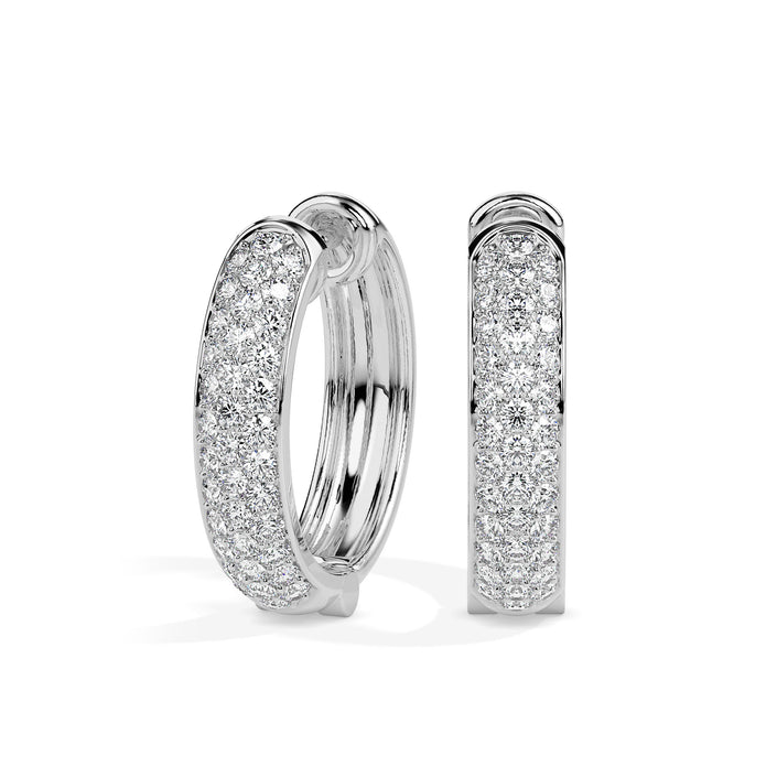 0.61Ct Pave Set With Cluster Lab-Grown Diamond Gold Hoop Earrings