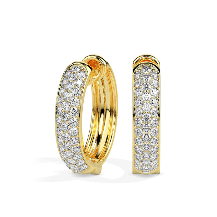 0.61Ct Pave Set With Cluster Lab-Grown Diamond Gold Hoop Earrings