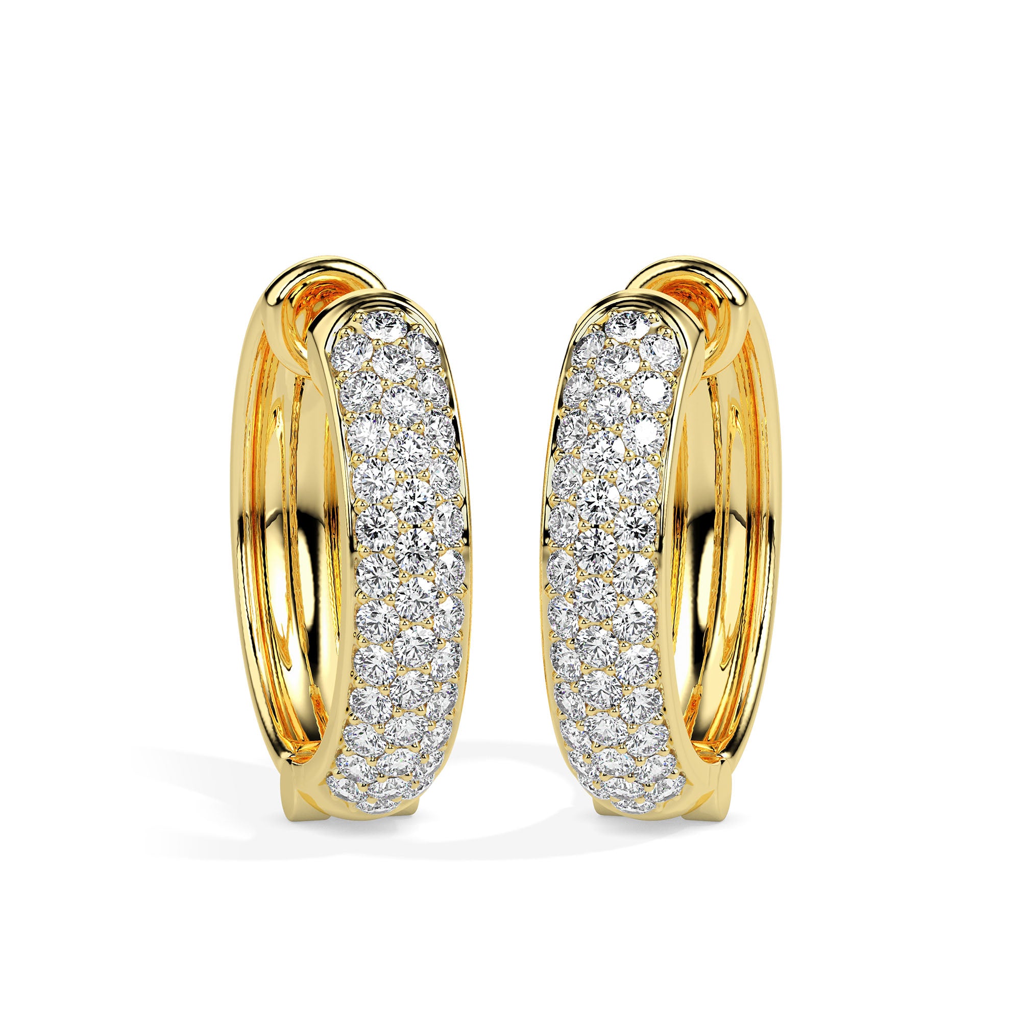 0.61Ct Pave Set With Cluster Lab-Grown Diamond Gold Hoop Earrings