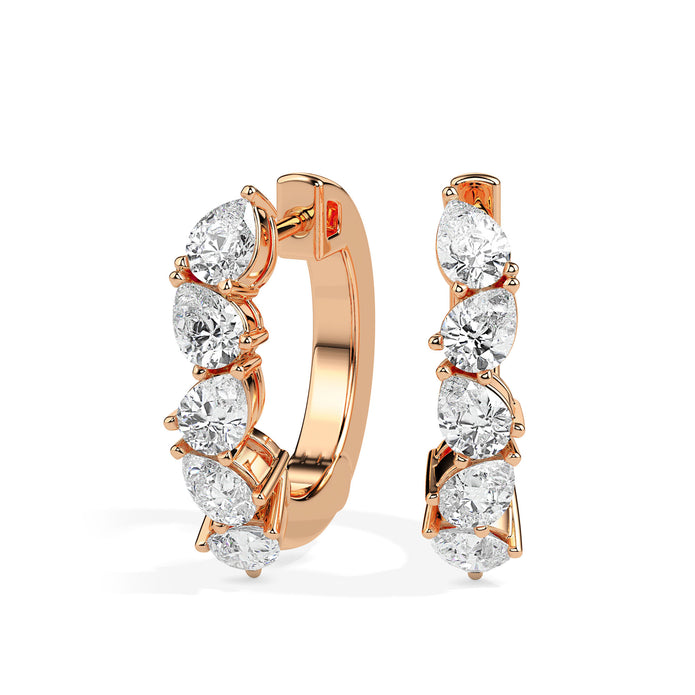 1.33Ct Leaf Style Prong Set Lab-Grown Diamond Gold Hoop Earrings