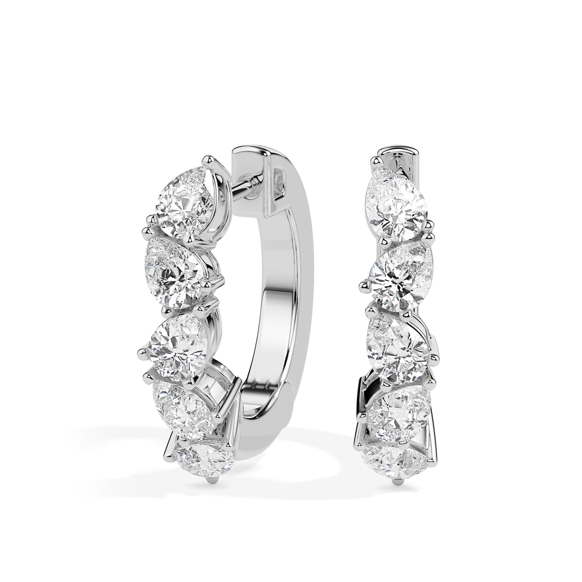 1.33Ct Leaf Style Prong Set Lab-Grown Diamond Gold Hoop Earrings