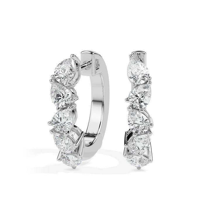 1.33Ct Leaf Style Prong Set Lab-Grown Diamond Gold Hoop Earrings