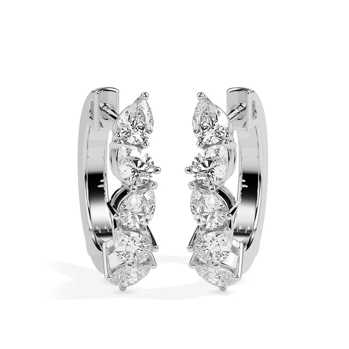 1.33Ct Leaf Style Prong Set Lab-Grown Diamond Gold Hoop Earrings
