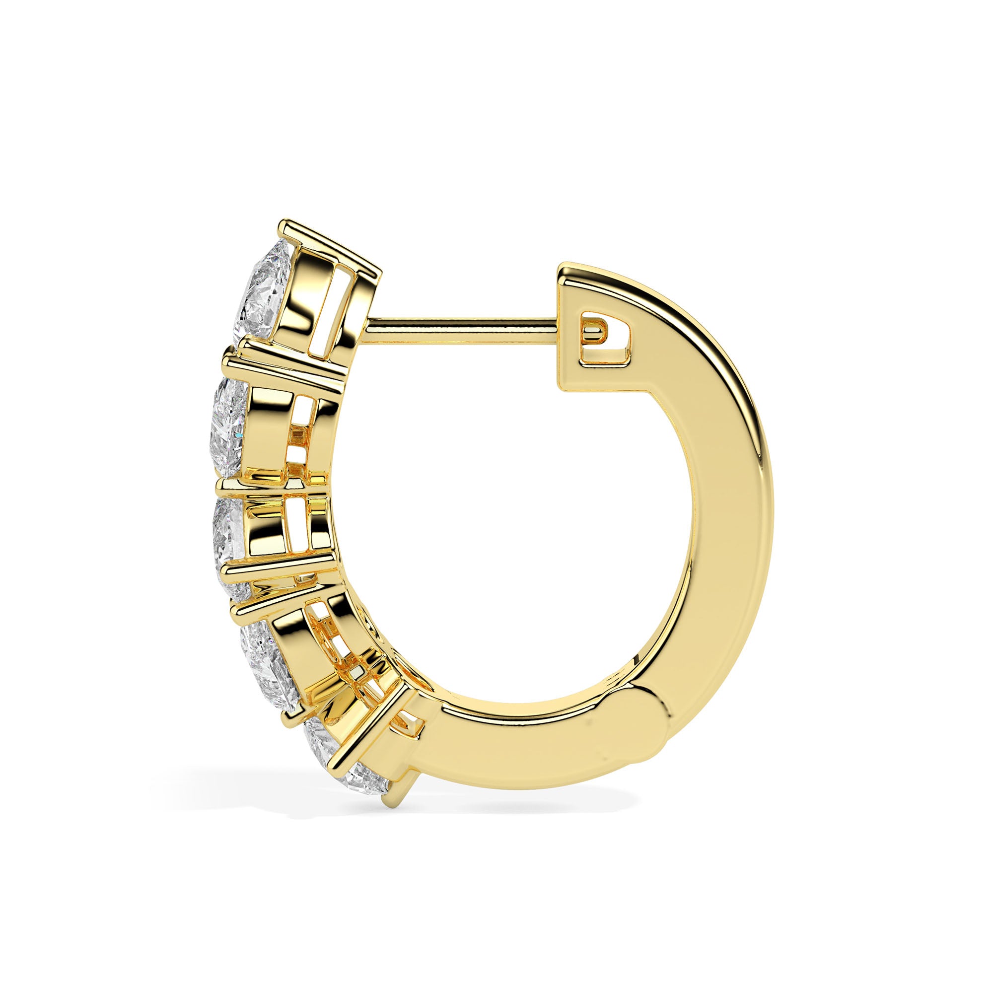 1.33Ct Leaf Style Prong Set Lab-Grown Diamond Gold Hoop Earrings