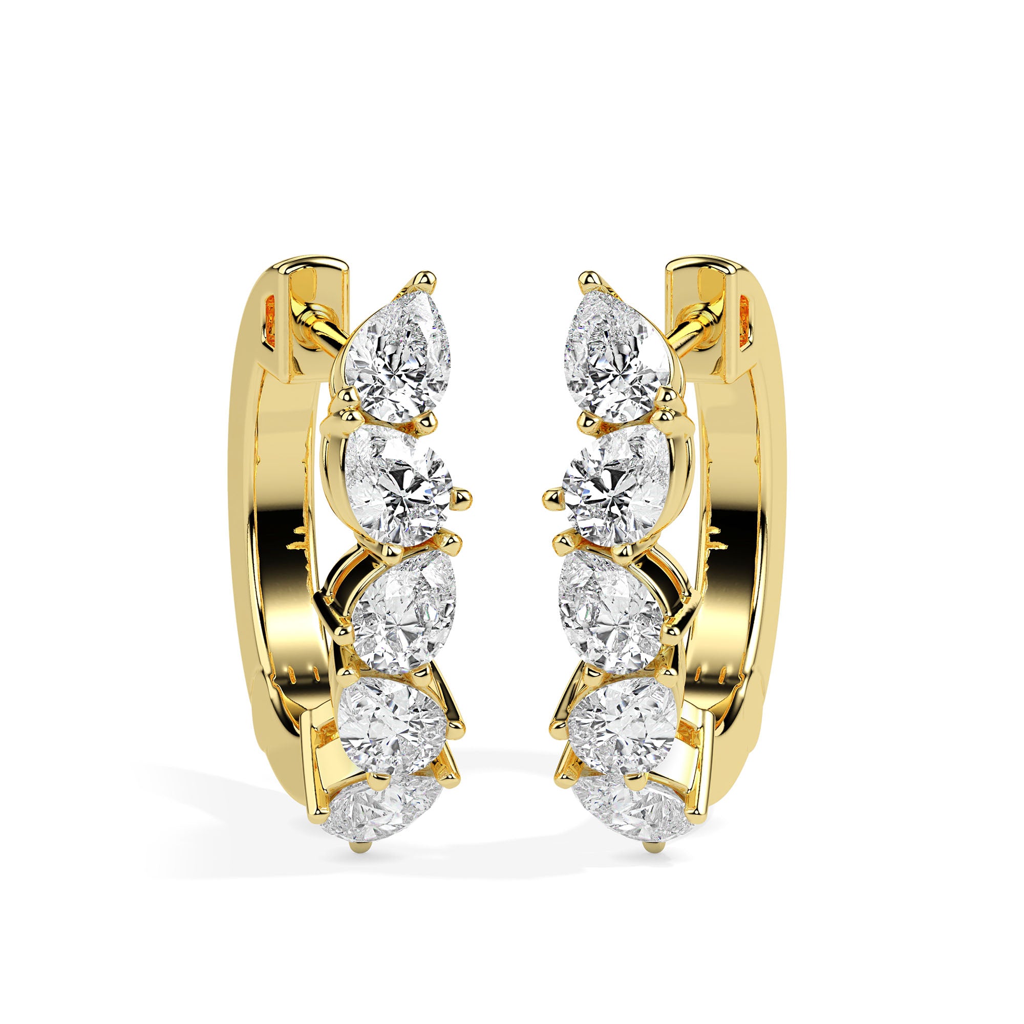 1.33Ct Leaf Style Prong Set Lab-Grown Diamond Gold Hoop Earrings