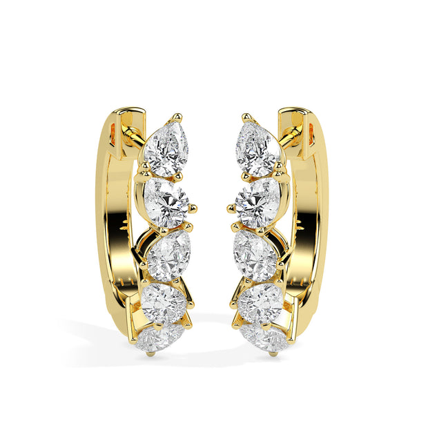 1.33Ct Leaf Style Prong Set Lab-Grown Diamond Gold Hoop Earrings