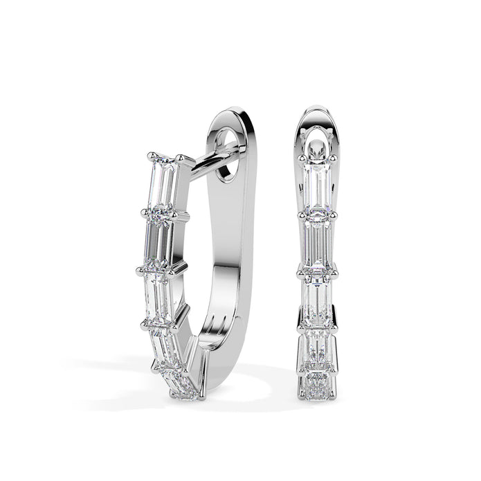 0.43Ct Baguette Prong Set Lab-Grown Diamond Gold Hoop Earrings