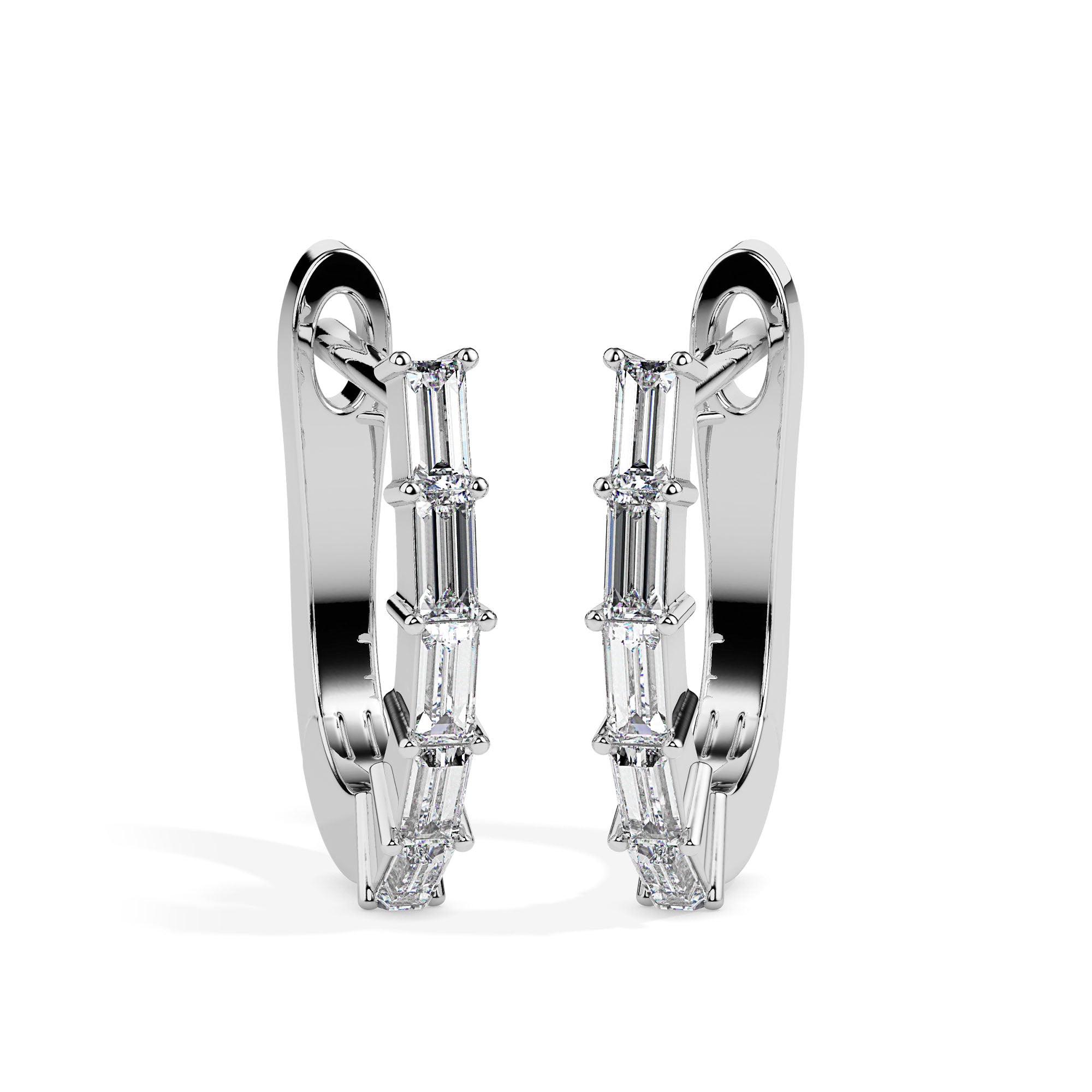 0.43Ct Baguette Prong Set Lab-Grown Diamond Gold Hoop Earrings