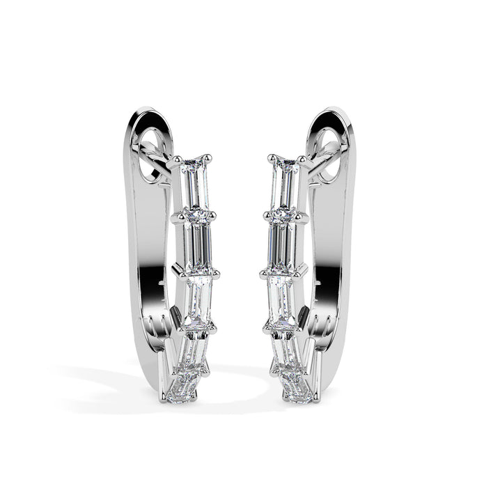 0.43Ct Baguette Prong Set Lab-Grown Diamond Gold Hoop Earrings